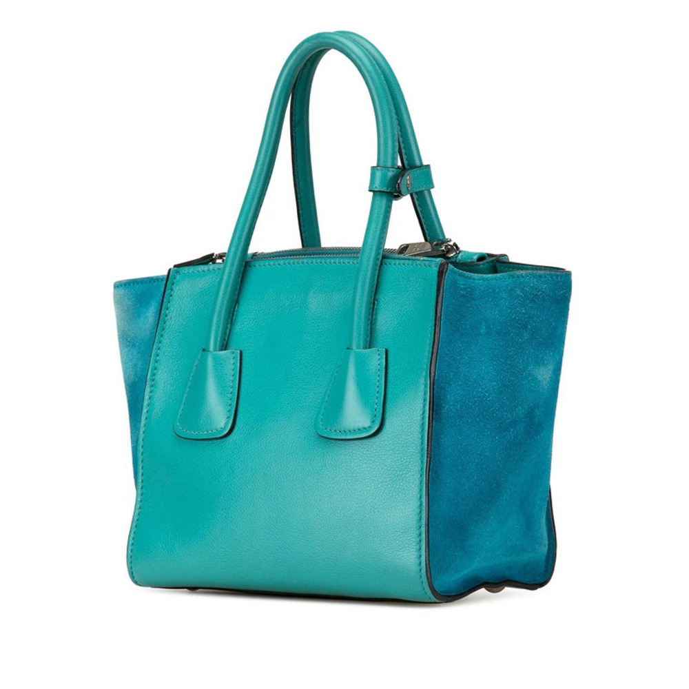 Prada Shoulder Blue suede 2way Bag Turquoise leather Blue